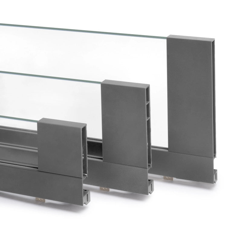 Cassetto esterno Vertex 40 kg con laterale in vetro 178 mm di altezza, 500 mm di profondità, Acciaio, Alluminio e Vet..