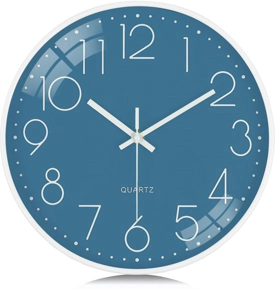 Cronografo stile 3D a muro ceruleo, 30 cm moderno, facile da leggere orologio da parete, senza suono tictac, decorazione orologio analogico per soggiorno, ufficio e cucina