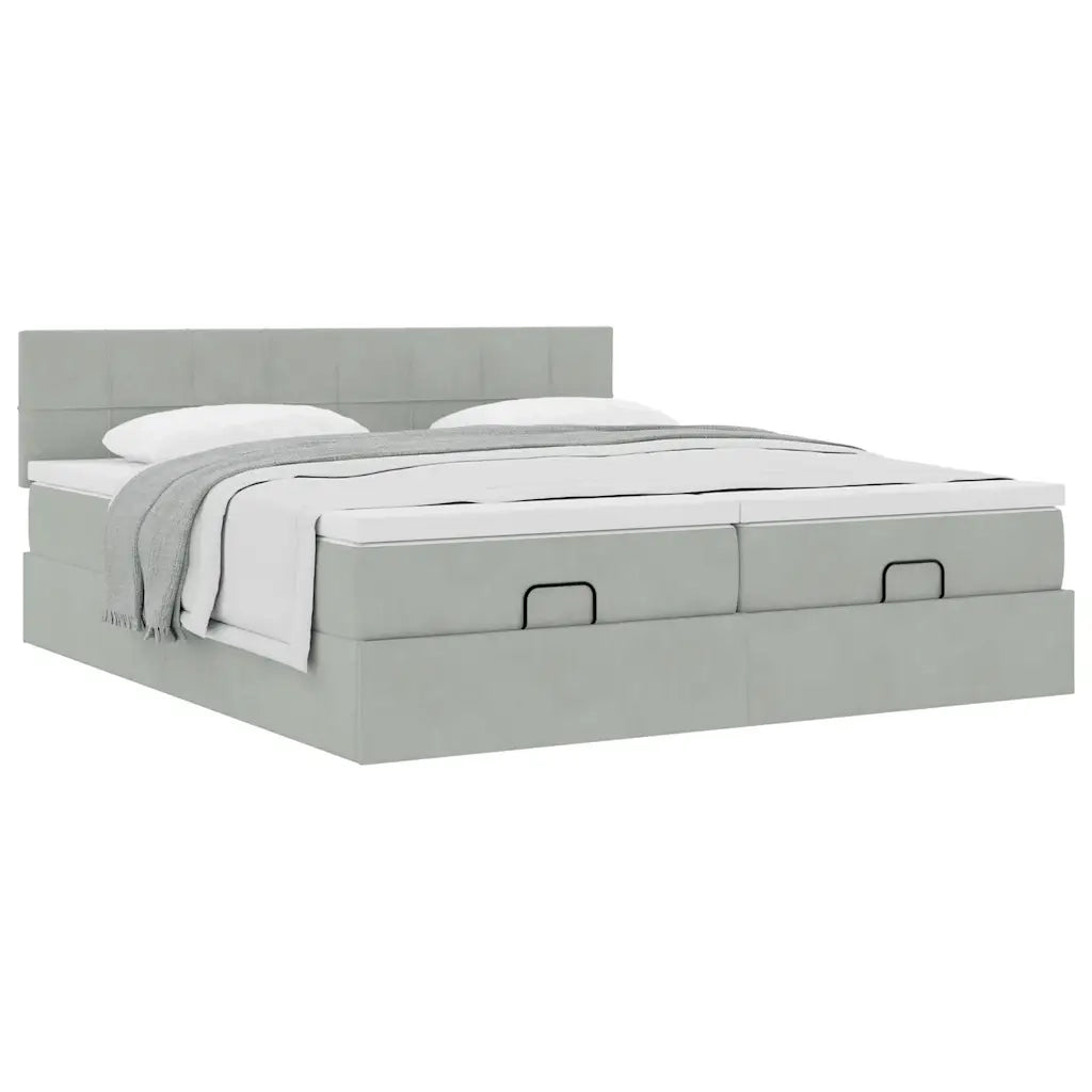 Struttura Letto Pouf con Materassi 160x200 cm in Velluto