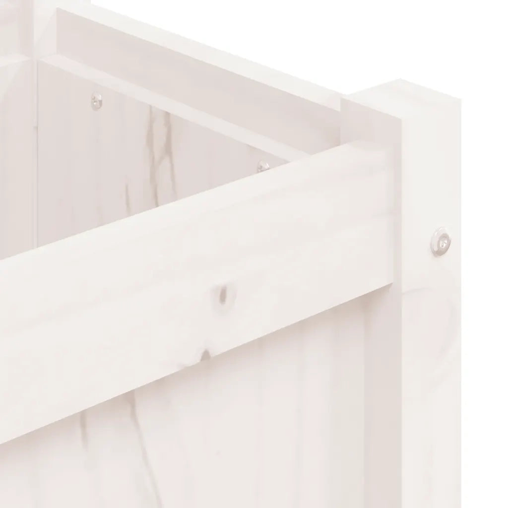 Fioriera da Giardino-Vaso da Esterno Bianca 150x31x31 cm Legno Massello di Pino