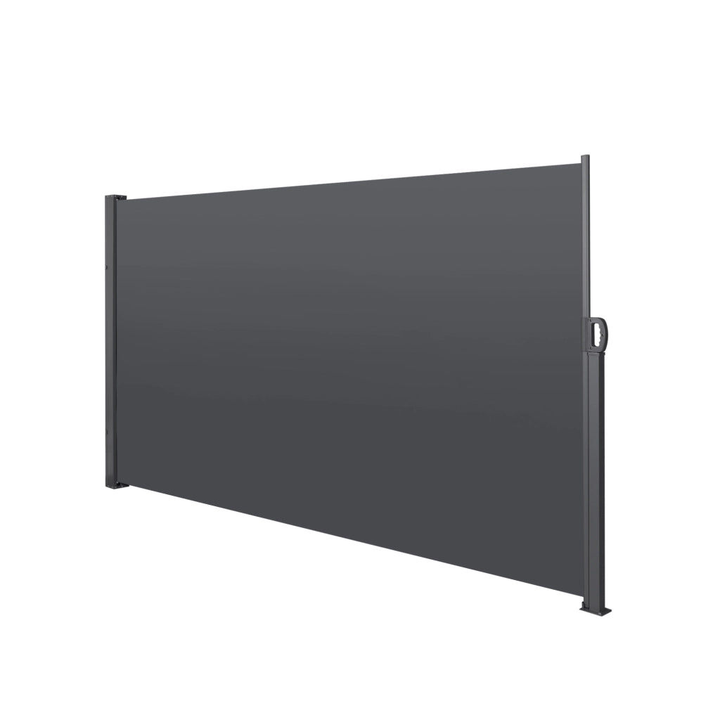 Tenda laterale retrattile per balcone e terrazzo; 3 m; tessuto in poliestere grigio scuro