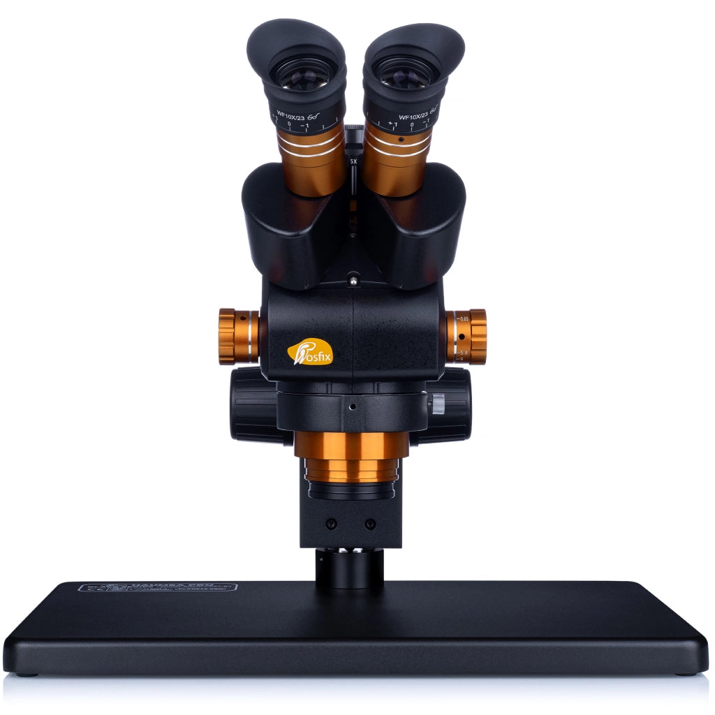 Mikroscopio Trinoculare Haumea Pro Black Series MSHP-T-PS1-B – Zoom 6,5x–58x | Testa 360° | Base in Metallo 38x26 cm