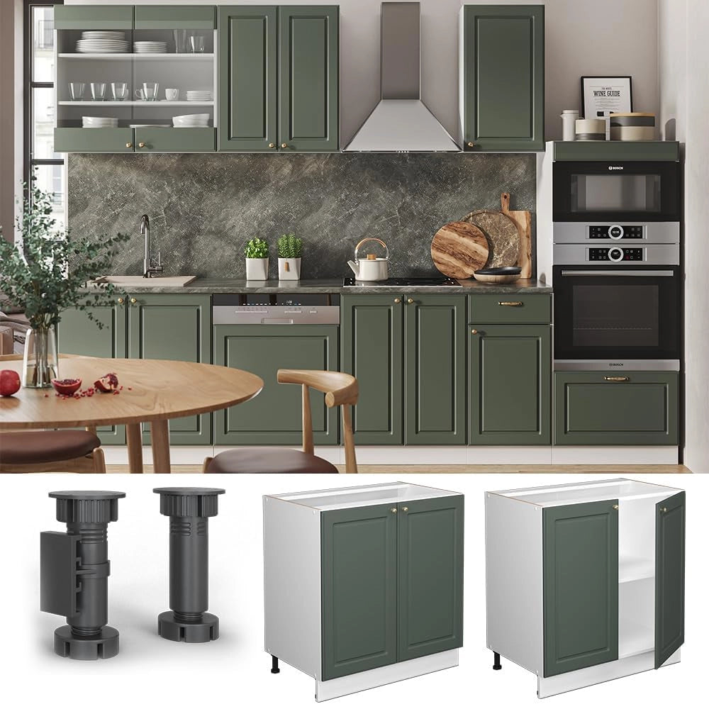 Mobile lavello cucina Fame-Line, Verde-oro Country House, 80 cm con ripiano, PL Rovere, per la combinazione con altri moduli della serie Fame-Line