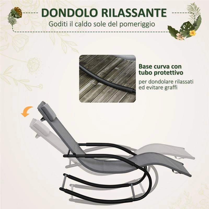 SDRAIO A DONDOLO ZERO GRAVITY ERGONOMICA IN METALLO E TEXTELINE 63 X160 X 88 CM