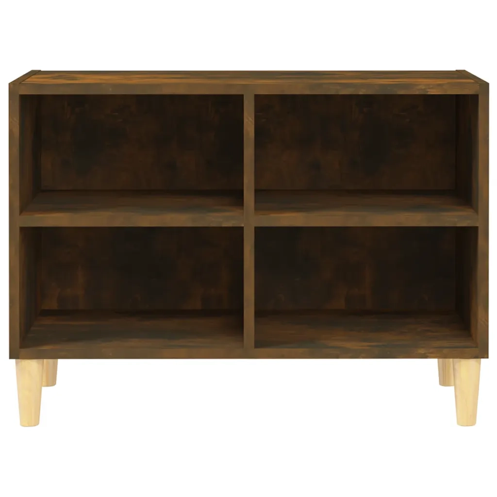 Mobile TV | Armadietto TV | Mobile Porta TV con Gambe in Legno Massello Rovere Fumo 69,5x30x50 cm