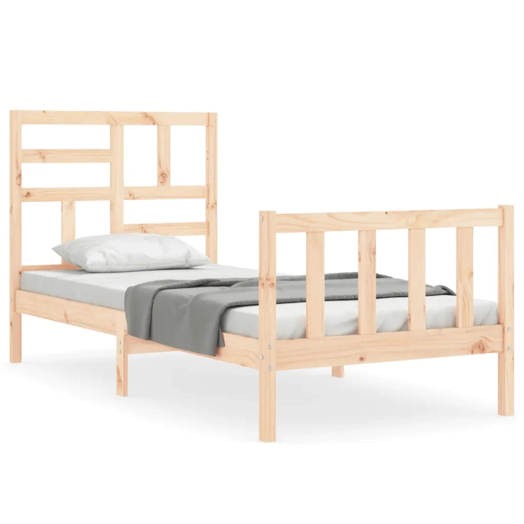 Giroletto con Testiera Single-Struttura Letto in Legno Massello 424941