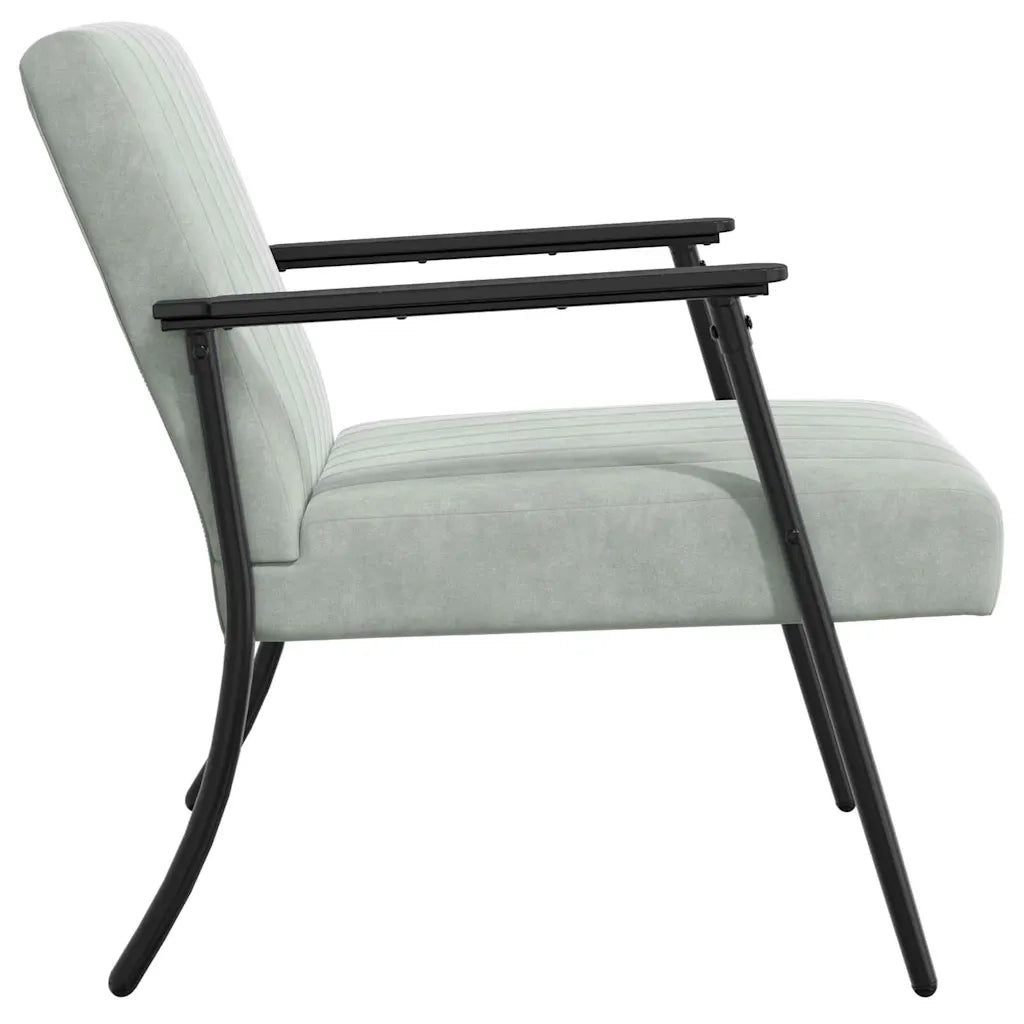 Poltrona-Divano Sedia-Poltroncina Grigio chiaro Velluto 441109