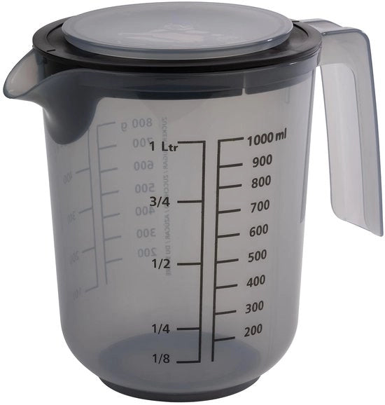 Mangia liquidi con coperchio - misurino per liquidi zucchero farina - 1 litro - Ø 125 mm - 16 cm - lavastoviglie resistente - grigio francese