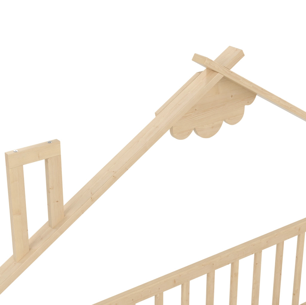 Letto per bambini 140x190 cm; casetta con sponde e serratura; legno; colore naturale (Senza materasso)
