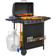BARBECUE A GAS CON 4+1 BRUCIATORI INDIPENDENTI E COPERCHIO CON TERMOMETRO 121X54X97 CM NERO