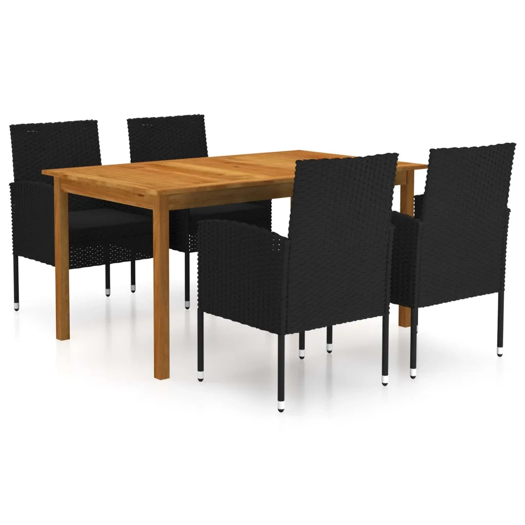 Set Mobili da Pranzo per Giardino 5 pz Nero cod mxl 36978