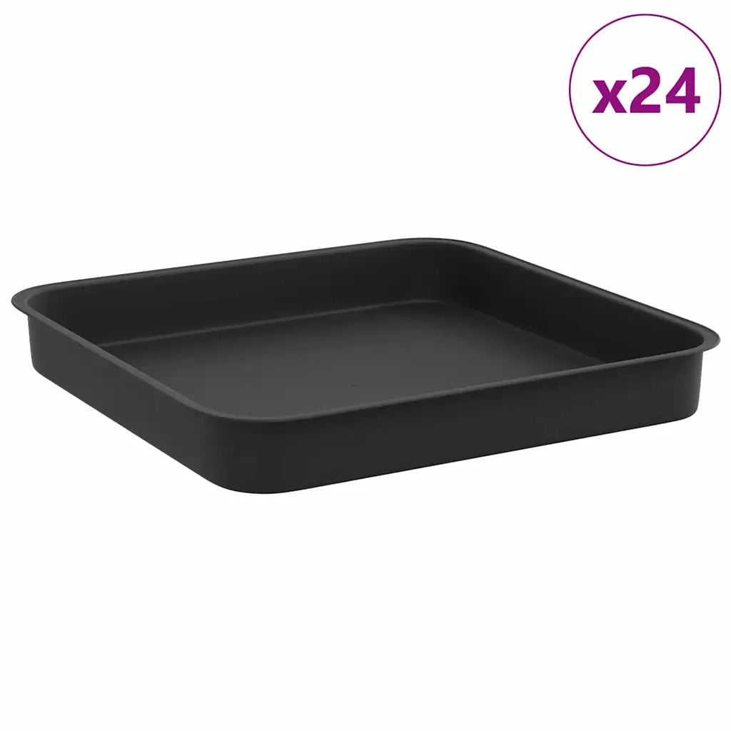 Vassoio Quadrato per Fiori 24 pcs Nero 15 x 15 x 2 cm Plastica 42020373