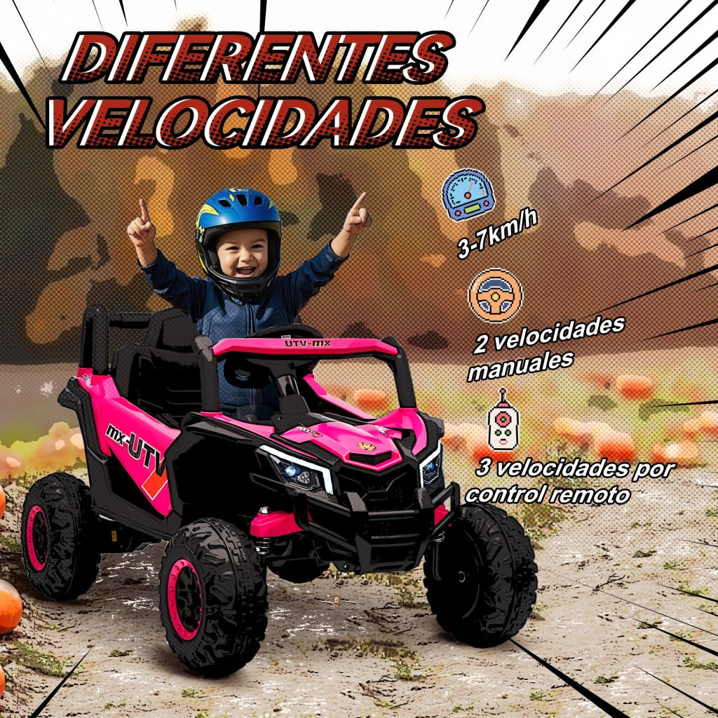 UTV Elettrico per Bambini 12V ¨C Minimal ¨C Rosa, 2 Motori, Controllo Remoto 2.4G