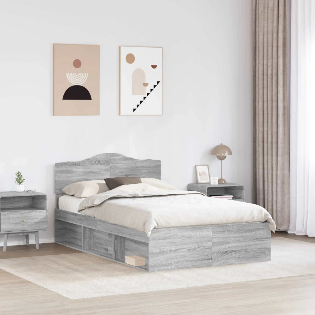 Struttura del letto Grigio Sonoma 135 x 190 cm Pino massello 3412912