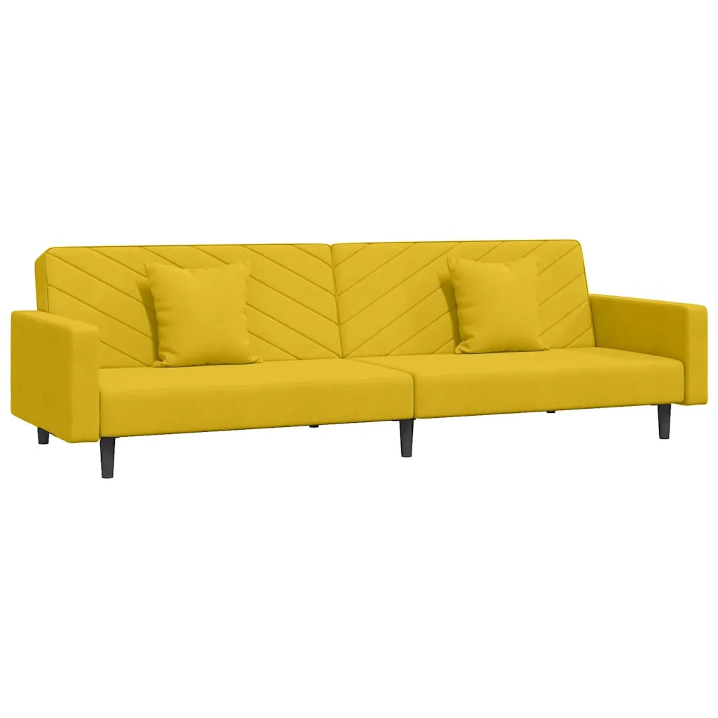 Divano Letto a 2 Posti con 2 Cuscini Giallo in Vellutocod mxl 111561