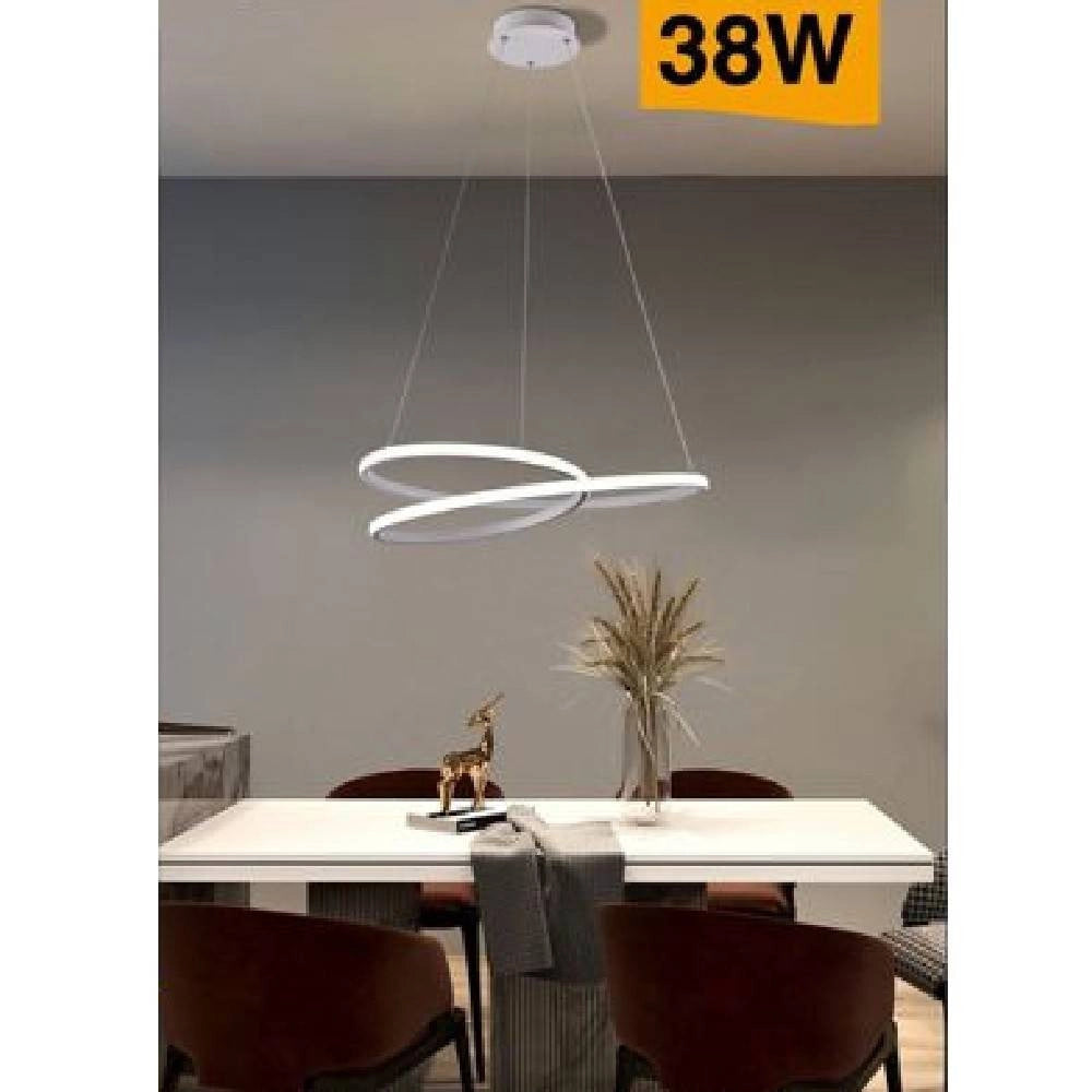 Trade Shop - Lampadario Moderno A Sospensione Led Striscia Continua 38w Luce 6500k 4000k B62-b -