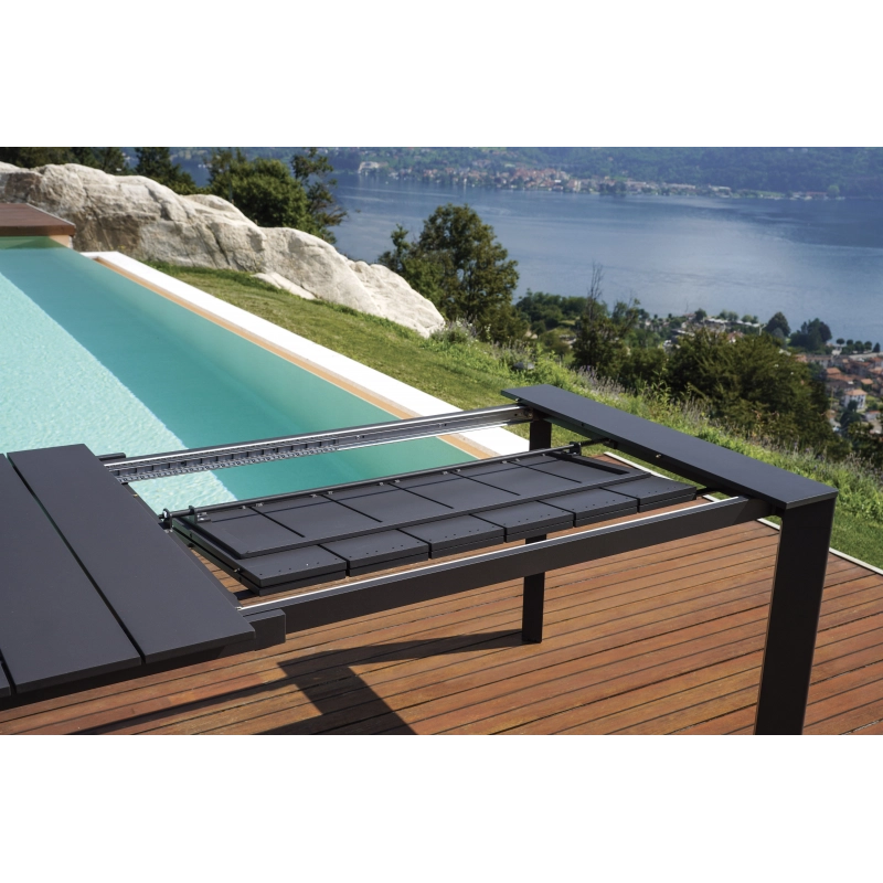 Tavolo Nettuno Allungabile 200/300 X 100 Cm - Allungo Con Gambe Scorrevoli - Antracite Moia