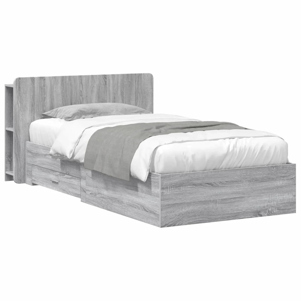 Telaio del letto con storage Sonoma grigio 75 x 190 cm