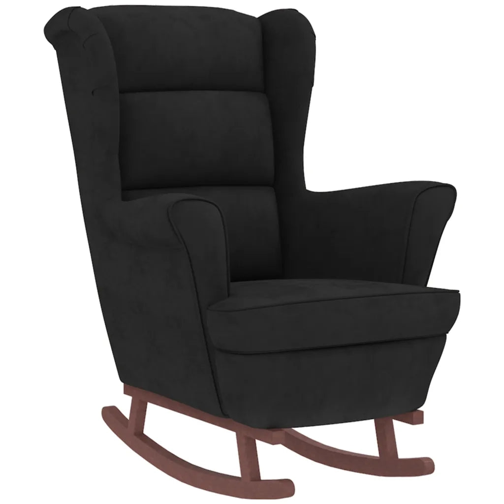 Sedia a dondolo con schienale alto in velluto nero 3121236