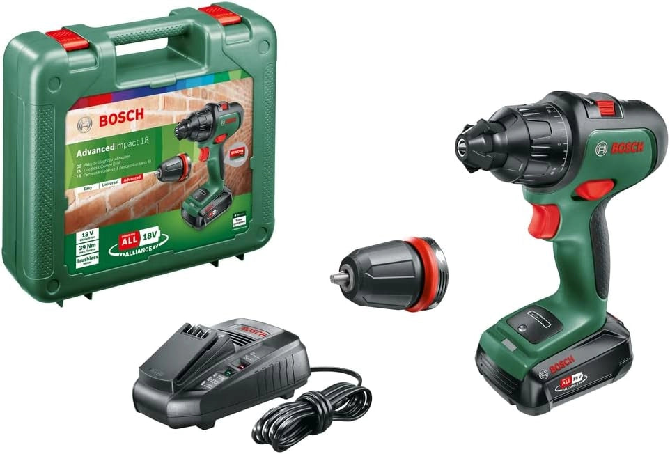 Bosch Trapano con percussione a batteria UniversalImpact 18V-60 (2 batterie da 2,0 Ah, sistema 18 Volt, in valigetta
