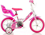 BICICLETTA 12 POLLICI BIANCA BAMBINA CON ROTELLE CESTINO E SEGGIOLINO