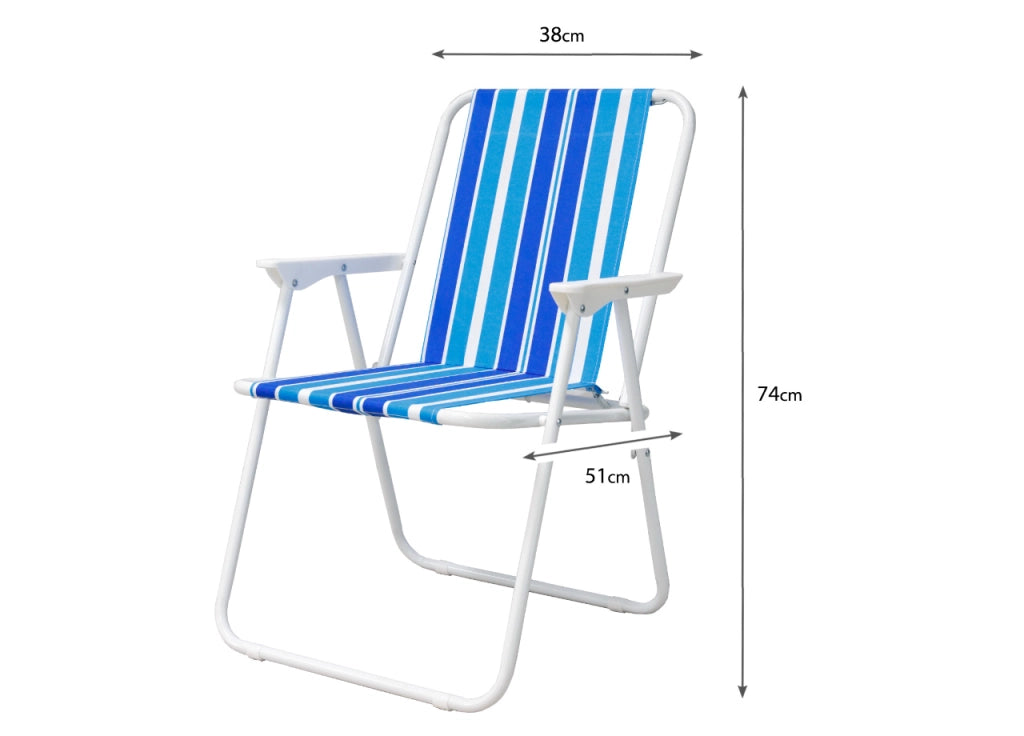 Sedia Camping Spiaggia Pieghevole Con Schienale Da Giardino Modello Miramare - Miramare - Blu-Bianco