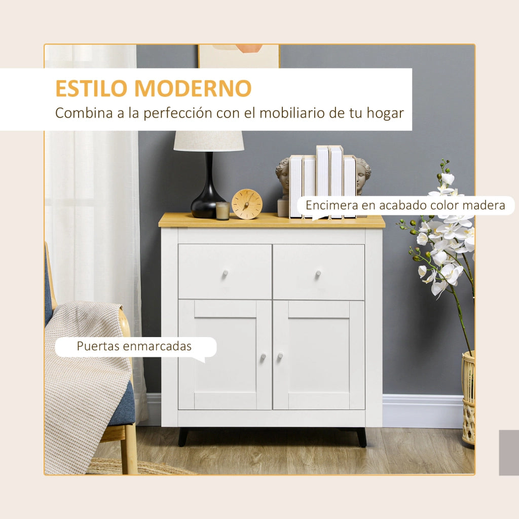 Tavolo da cucina con cassetti e ante ¨C zephmum ¨C 78x35x80 cm bianco