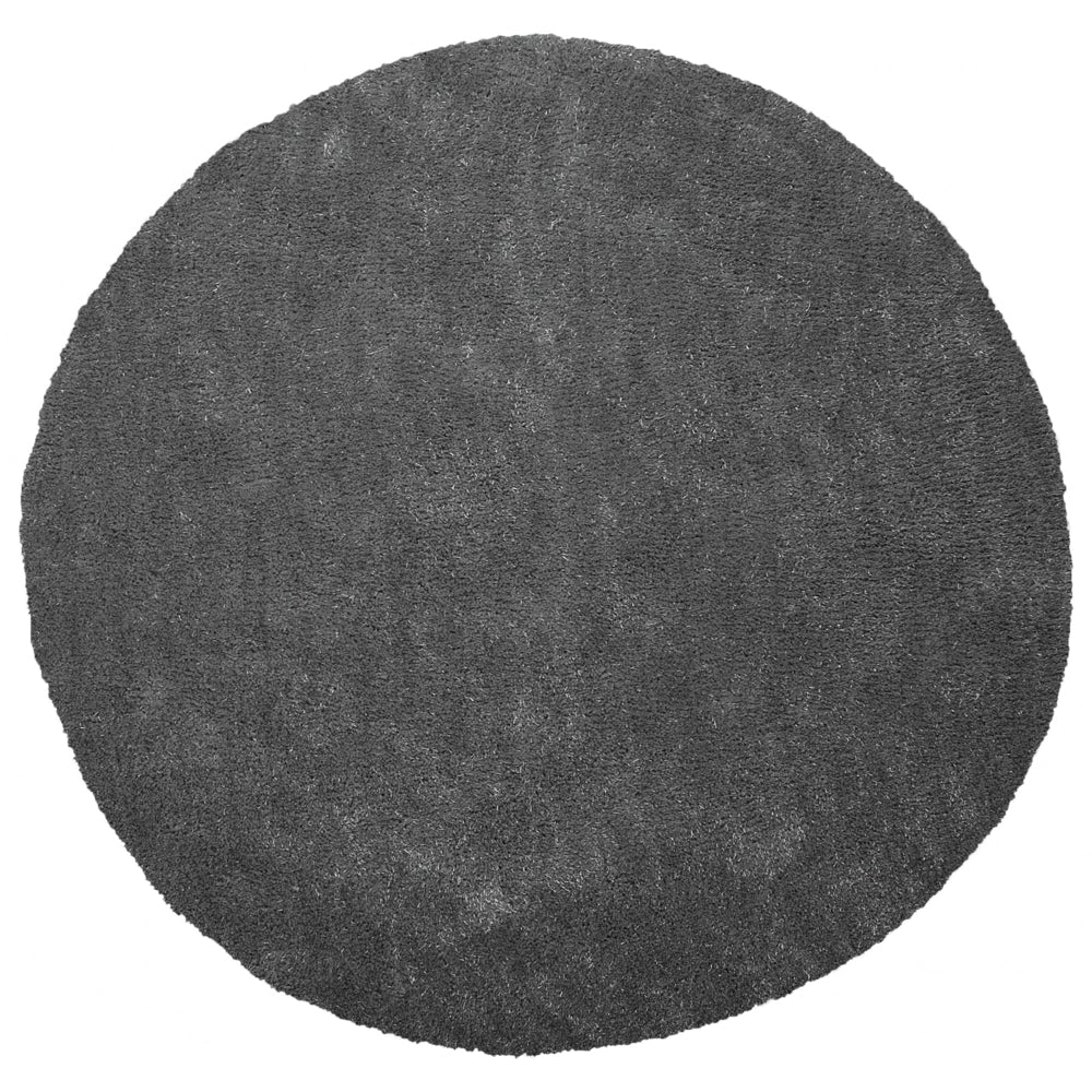 Tappeto shaggy grigio scuro 140 cm moderno tappeto rotondo trapuntato a Pelo Lungo