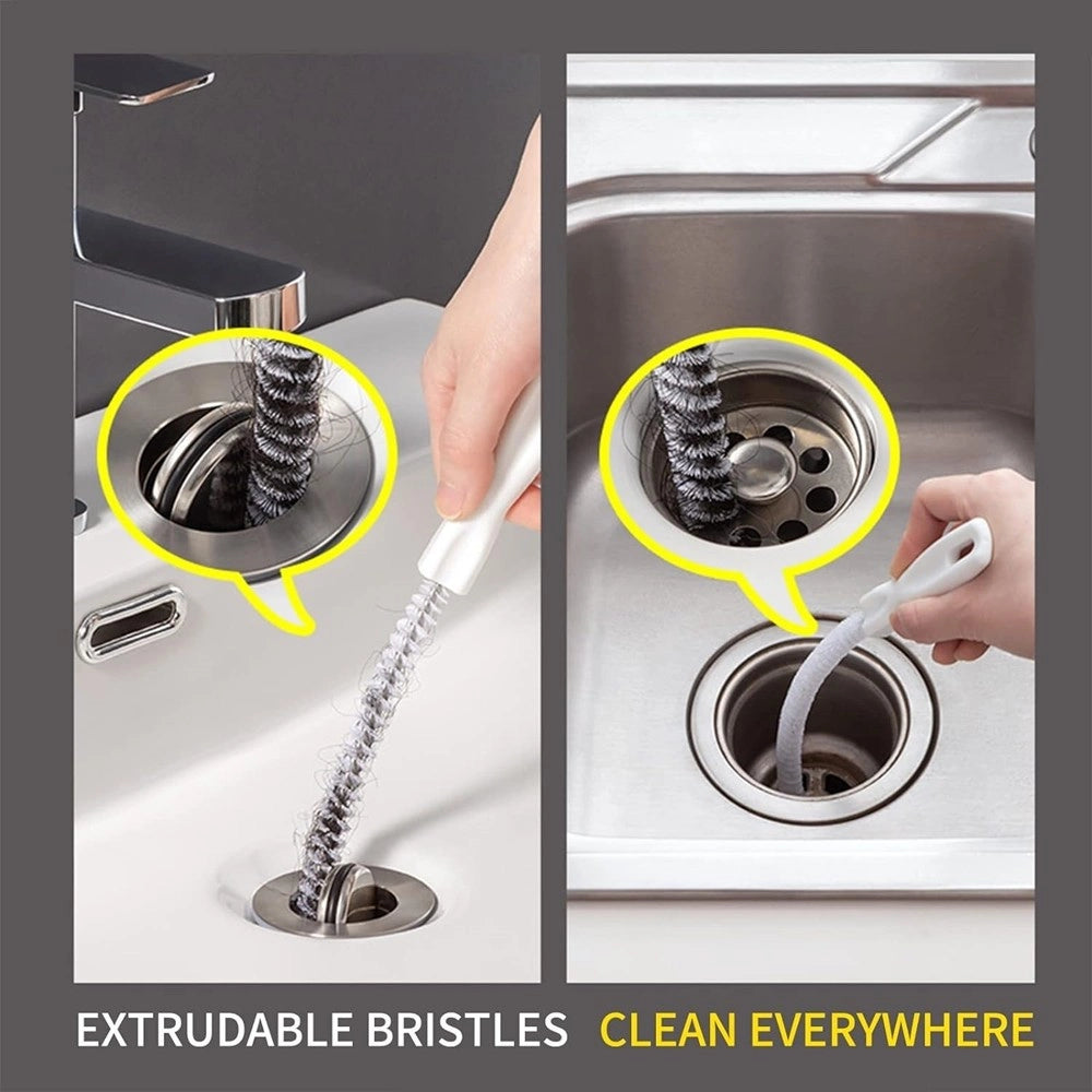 Trade Shop - Spazzola Per Scarico Lavandino Strumento Pulizia Flessibile Tubi Bagno Cucina 45cm -
