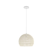 Lampada a sospensione intrecciata in carta per cucina camera da letto, Lampadario boho con altezza regolabile Beige-Lampade