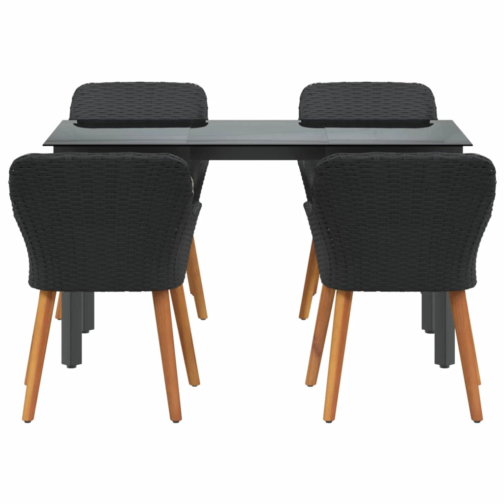 Set da Pranzo per Giardino con cuscino 5 pcs Nero polyrattan 3261672