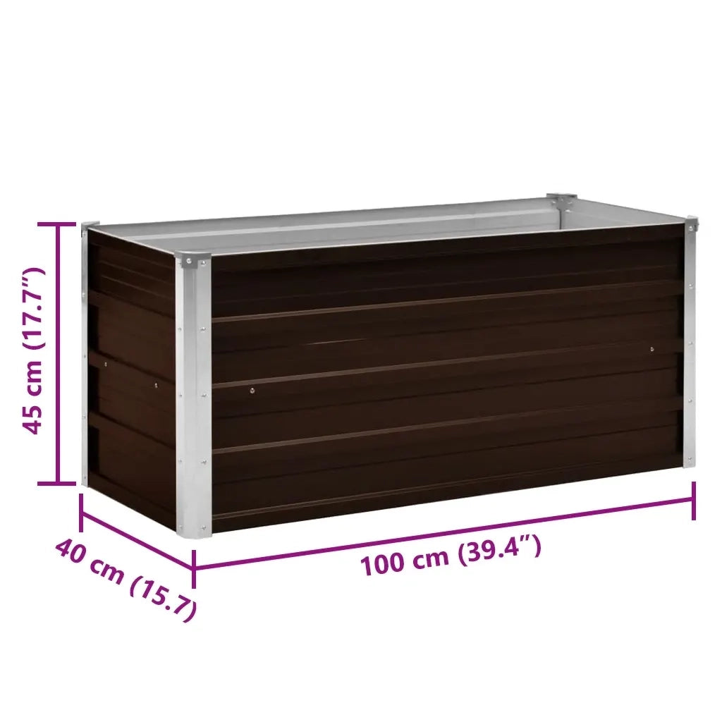 Letto Rialzato Giardino Marrone 100x40x45 cm in Acciaio Zincato 45720