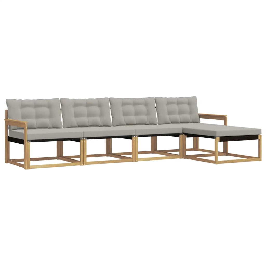 Set di divani da esterno 5 pz Bianco e Grigio Chiaro 3388581