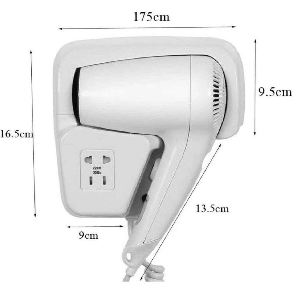 Trade Shop - Asciugacapelli Da Parete 1200w Phon Bagni Alberghi Hotel Spogliatoi 2 Velocita' -