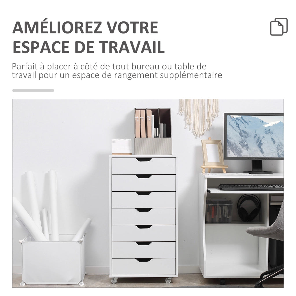 Scrivania con cassetti ¨C zephmum ¨C mobile organizzatore con 7 cassetti, bianco