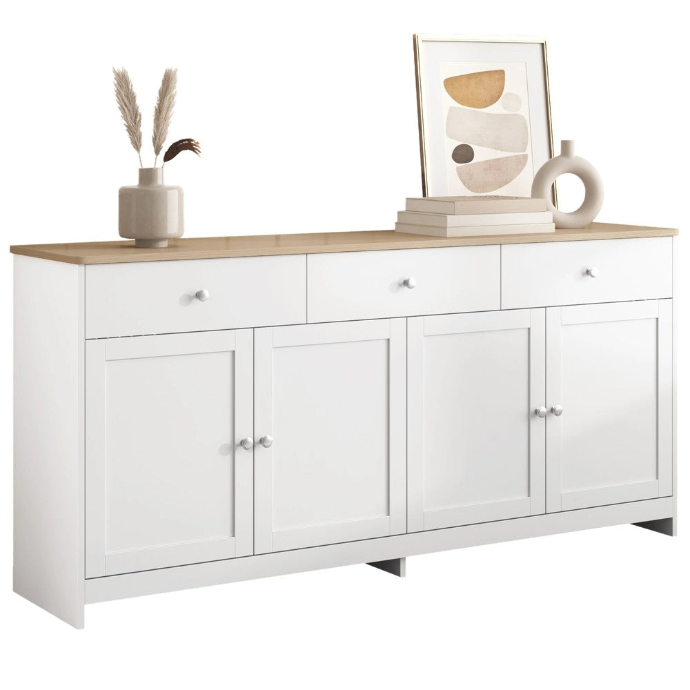 Credenza 4 Ante e 3 Cassetti ¨C MINIMAL ¨C Legno Bianco, Soggiorno