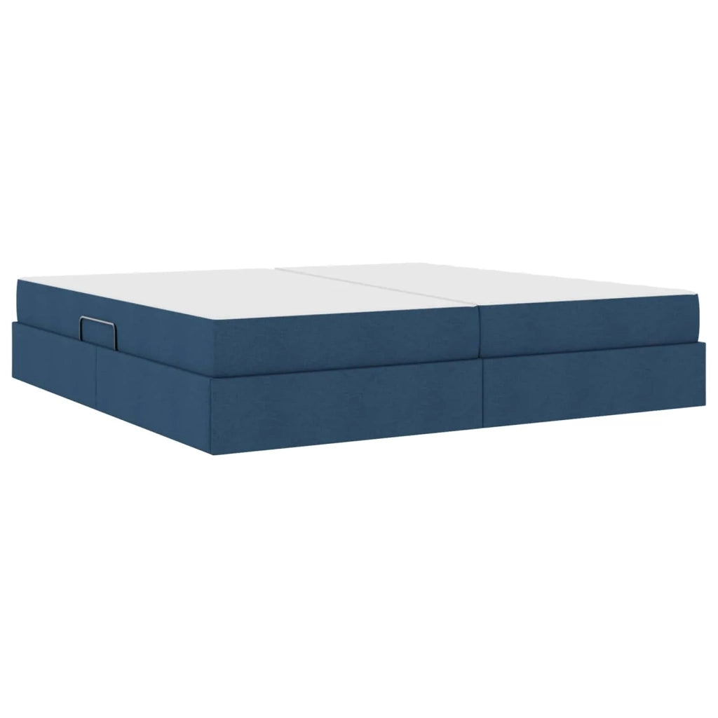 Letto con contenitore e materasso Blu 200 x 200 cm Poliestere