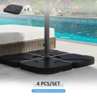 Set 4pz Base per Ombrellone da Giardino in Plastica 50 × 50 × 7.5cm