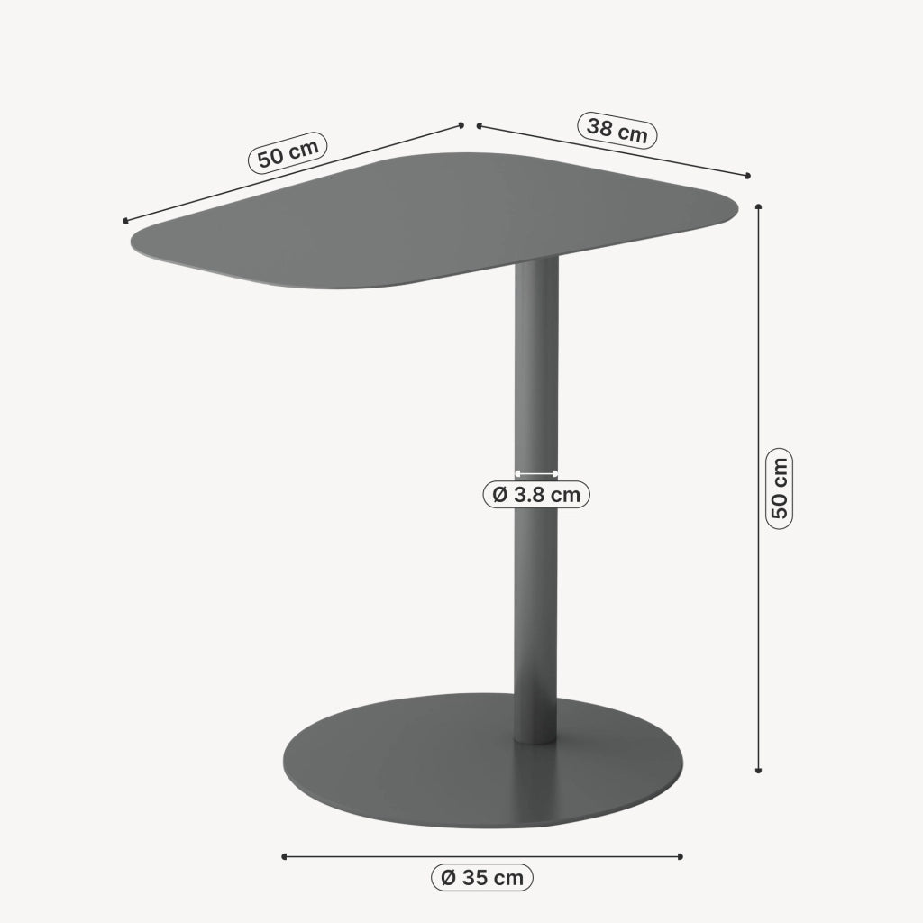Tavolino Laterale da Divano Nastätten Metallo Piano Trapezoidale - Grigio opaco [en.casa]