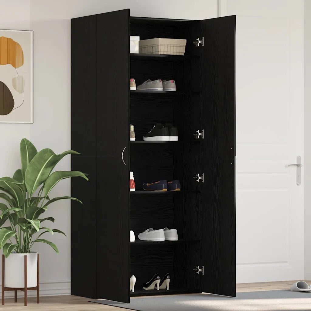 Mobile per scarpe Nero 80 x 35.5 x 180 cm Legno multistrato 3333845