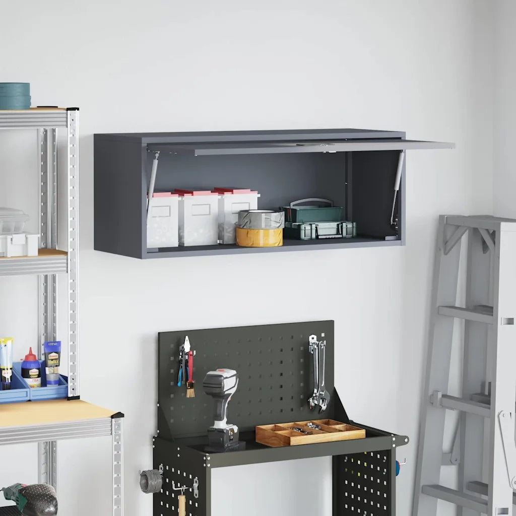 Armadio a muro per garage Antracite 90 x 33 x 35 cm