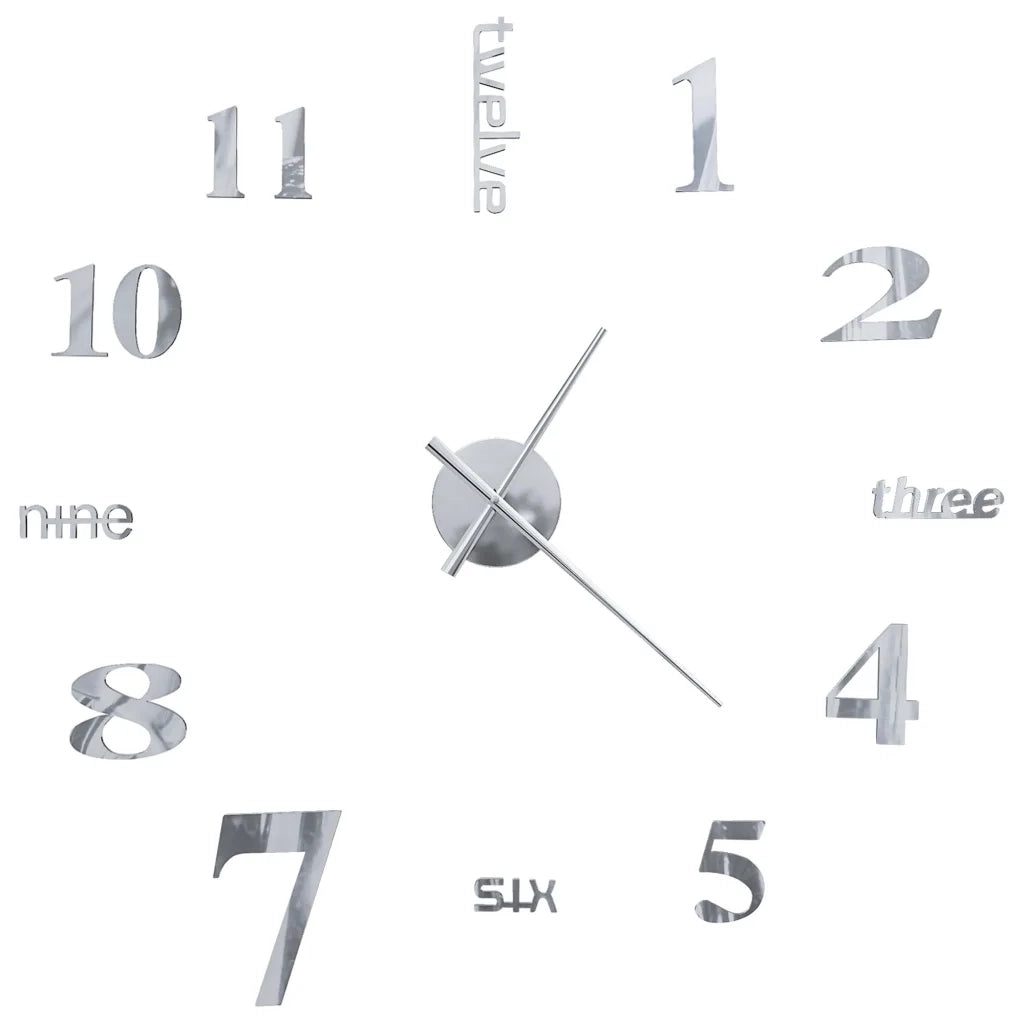 Orologio da Parete 3D in Stile Moderno 100cm XXL Argento CFW5321746