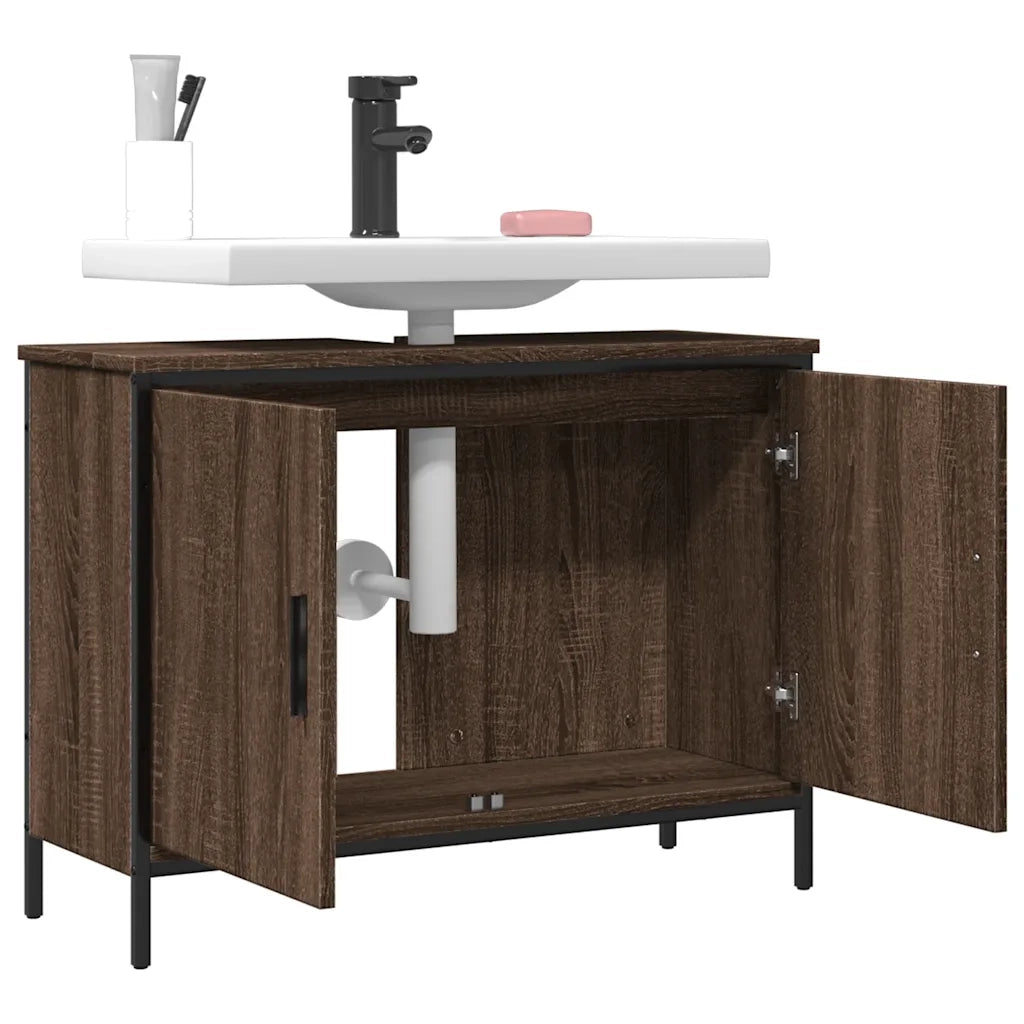 Mobile Lavabo | Armadio Lavabo Bagno Rovere Marrone 80x30x60cm Legno Multistrato