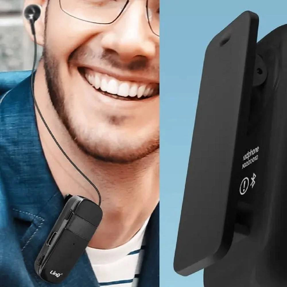 Trade Shop - Mono Auricolare Stereo Bluetooth Con Clip-on Retrattile R8344 Autonomia 10 Ore -
