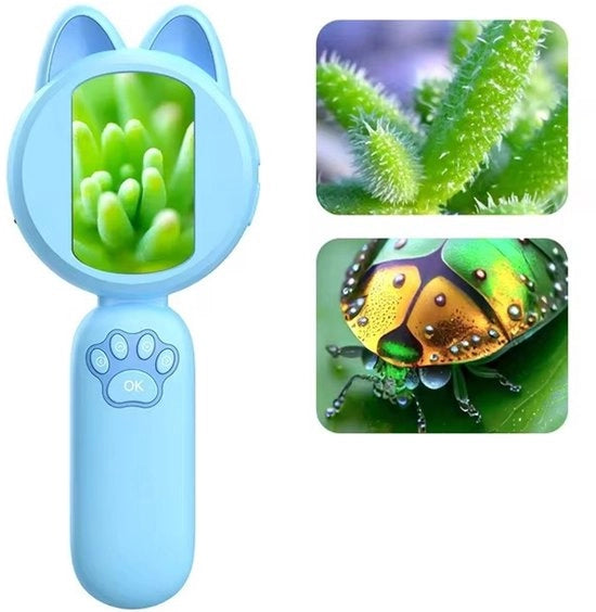 Microscopio digitale portatile per bambini, esperienza scientifica, giocattolo, microscopio elettronico educativo (blu)
