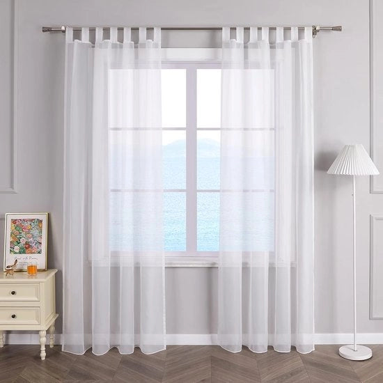 Gordine trasparenti con nodi - Bianco - 1 pezzo - 140 x 225 cm