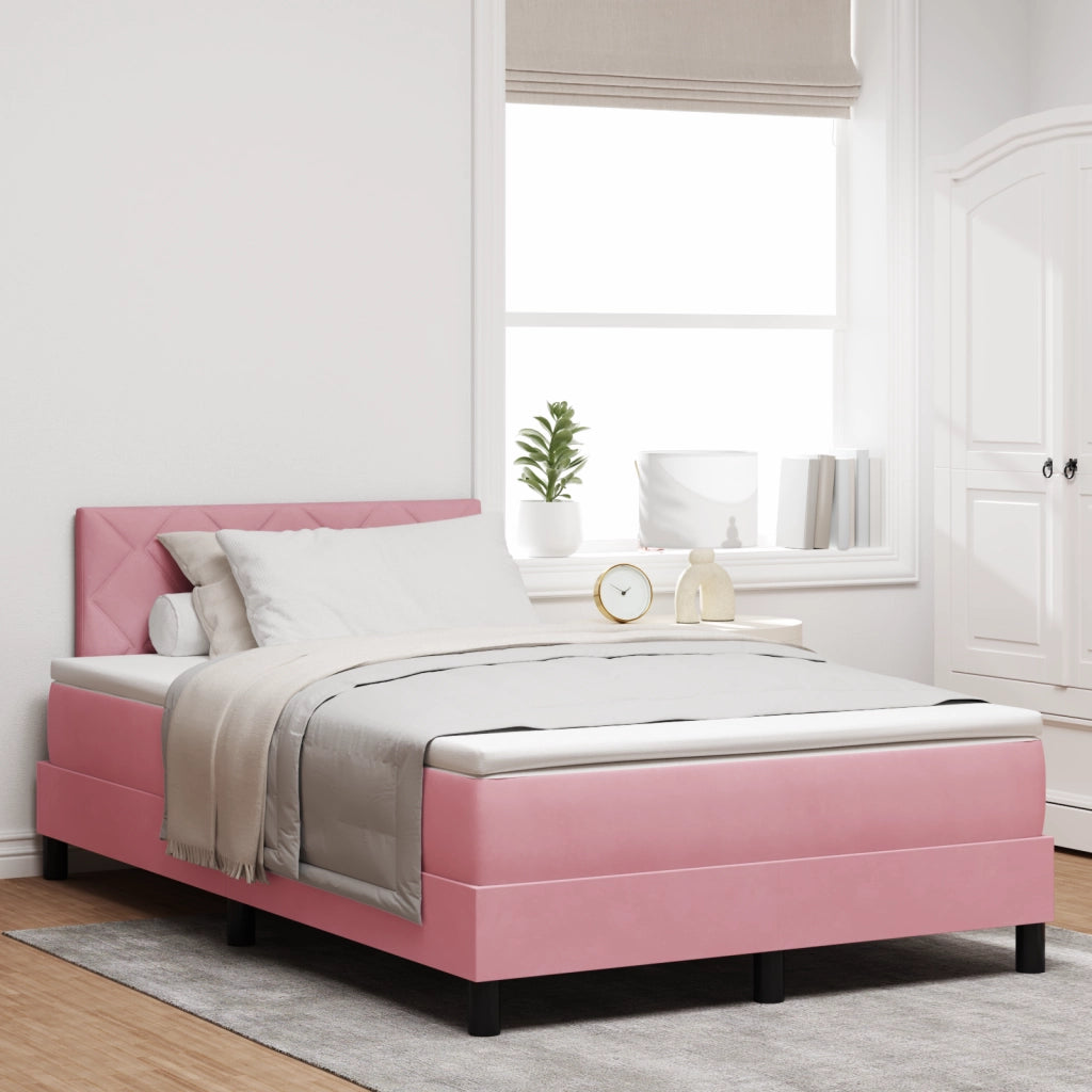 Letto Box Spring con Materasso Rosa 120x200 cm Velluto