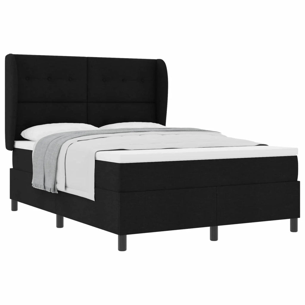 Letto a molle con materasso Nero 140 x 190 cm Tessuto 3340559