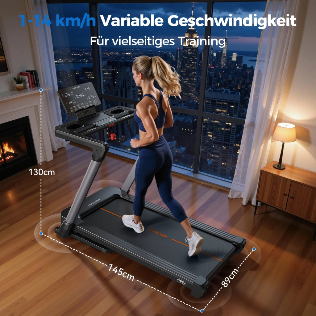 Tapis roulant pieghevole YOSUDA ¨C zephmum ¨C 1-14 km/h, 18% pendenza, 172 kg, HD-Display, Bluetooth