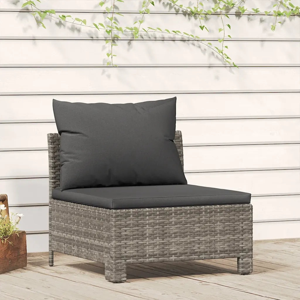 Divano Centrale da Giardino con Cuscino in Polyrattan Grigiocod mxl 118652